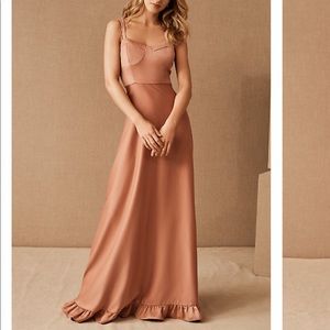 Terra Satin Ruffle Dress -BHLDN in Sedona Sunset